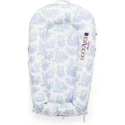 Матрас – кокон для новорожденного DockaTot DELUXE+ (0-8 месяцев), Toile De Jouy Dusty Blue, арт. EU003