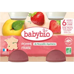 Пюре Babybio органічне з яблука та полуниці для дітей від 6 місяців, 130 г* 2 шт, 51093