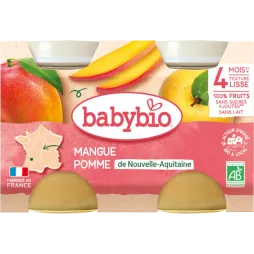 Пюре Babybio органічне з манго та яблука для дітей від 4 місяців, 130 г* 2 шт, 51079
