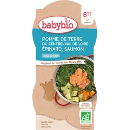 Боул Babybio органічний з картоплею, шпинатом, лососем та кропом для дітей від 8 місяців ,2*200 г, 52056