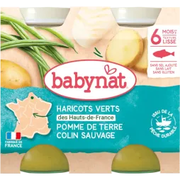 Пюре Babybio органічне із зелених бобів, картоплі та хеку для дітей від 6 місяців, 200 г*2 шт, 51008