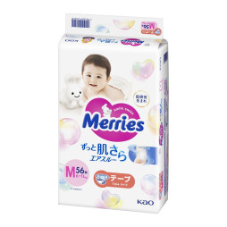 Підгузники дитячі Merries розмір M 6-11 кг / 56 шт (SJ)