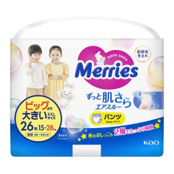 Трусики-підгузники дитячі Merries розмір XXL 15-28 кг / 26 шт (SJ)