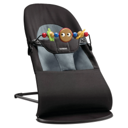 Крісло-шезлонг BabyBjorn Bouncer Soft Cotton, Black/Dark gray (чорний/темно-сірий) + Іграшка Googly Eyes, арт. 17079, арт.