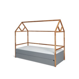 Детская кровать домик Bellamy Lotta Grey 200x90 с выдвижным ящиком, арт.LOSZLO90