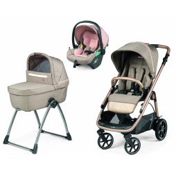 Коляска 3в1 Peg-Perego Veloce Mon Amour Belvedere Lounge з підставкою до люльки, розове золото, PACK-VEL31LG000111