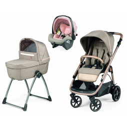 Коляска 3в1 Peg-Perego Veloce Mon Amour Belvedere SLK з підставкою до люльки, розове золото, PACK-VEL31SLK00111