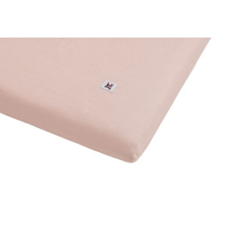 Простыня льняная на резинке Bellamy Dusty Pink, для детской кровати 90x200 см