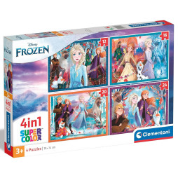 Пазл 4 в 1 Clementoni "Frozen", 12,16,20 и 24 элемента, 21518
