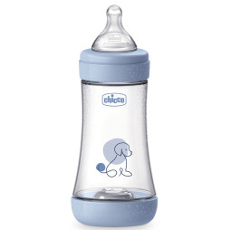 Бутылочка пластик Chicco PERFECT 5 Puppy, 240 мл, соска силикон, 2 м+, 20223.22.40