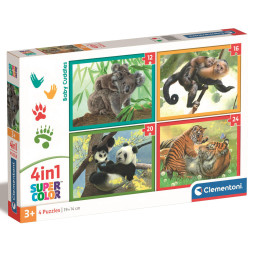 Пазл 4 в 1 Clementoni "Baby Cuddles", 12,16,20 и 24 элемента, 21532