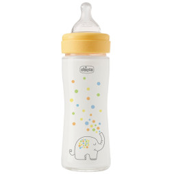 Бутылочка стекло Chicco PERFECT Easy, 240 мл, соска силикон, 0 м+, 20252.30