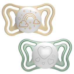 Пустышка Chicco Physio Light, силикон, 2-6 мес., 2 шт., люминесцентная (71037.41)