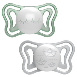 Пустышка Chicco Physio Light, силикон, 16-36 мес., 2 шт., люминесцентная (71039.41)
