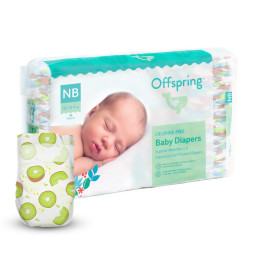 Подгузники Offspring Hairykiwi, размер NB, до 4 кг, 56 шт.