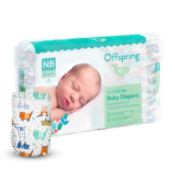 Підгузки Offspring Meow The Cat, розмір NB, до 4 кг, 56 шт. (DP-OI-FAT-NB56P-MTC)