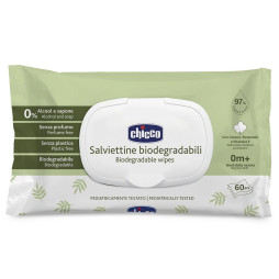 Вологі салфетки з пантенолом та витамином Е Chicco, біорозкладні, 60 шт. (12050.70)