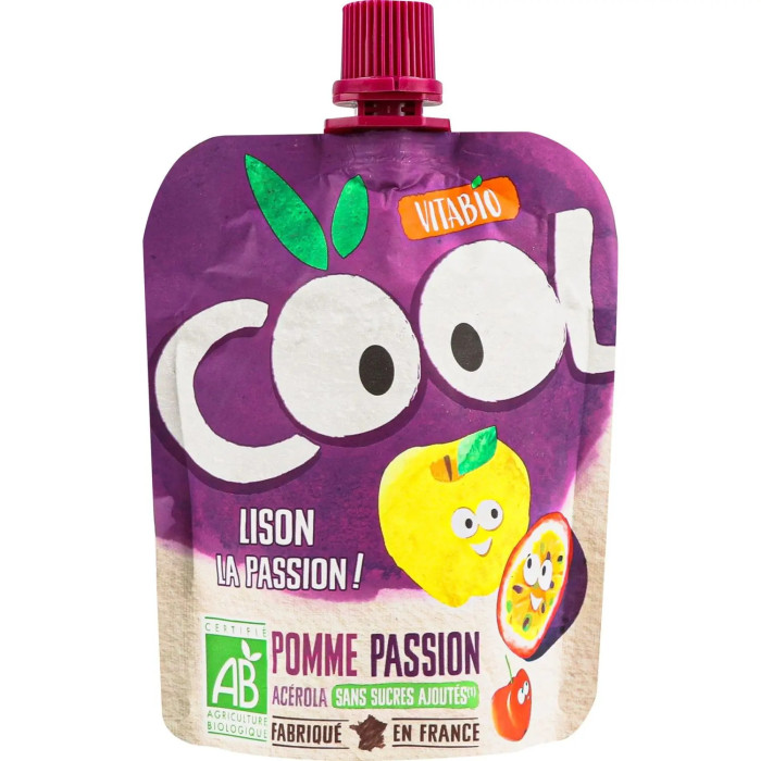Органічне пюре Vitabio Cool Fruits з яблуком та маракуєю 90 г, 60407 | KIOSK для МАМ