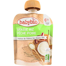 Органічне пюре Babybio з рисового молока з грушею та персиком 85 г, 54099