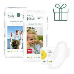 Сет органічних підгузок Eco by Naty, Розмір 3, 50 шт (від 4 до 9 кг) та Розмір 4+,42 шт (від 9 до 20 кг)
