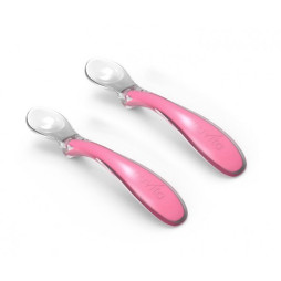 Набір силіконових ложок Nuvita Easy Eating, малиновий, 2 шт. (NV8480Pink)
