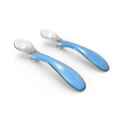 Набір силіконових ложок Nuvita Easy Eating, блакитний, 2 шт. (NV8480Blue)