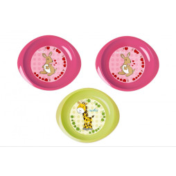 Набір тарілок Nuvita, рожевий із салатовим, 3 шт. (NV1428Pink)