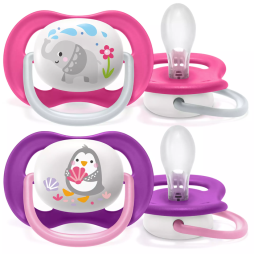 AVENT ПУСТУШКА ULTRA AIR 6-18МІС, ОРТОДОНТИЧНА, 2ШТ, ANIMAL ДЛЯ ДІВЧАТ