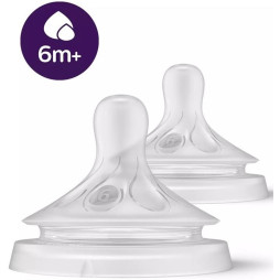 Соска Avent Natural 6міс+, силіконова, Природний потік, для густої їжі, 2шт, SCY966/02