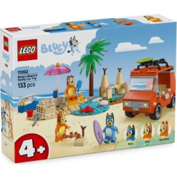 Конструктор LEGO Bluey Пляж і сімейна поїздка на автомобілі Блуї, 11202