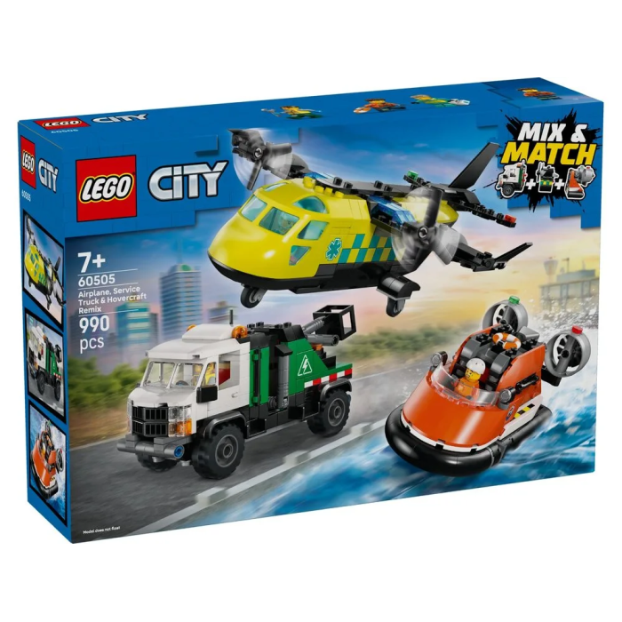 Конструктор LEGO City Ремікс літака, вантажівки та судна на повітряній подушці, 60505-