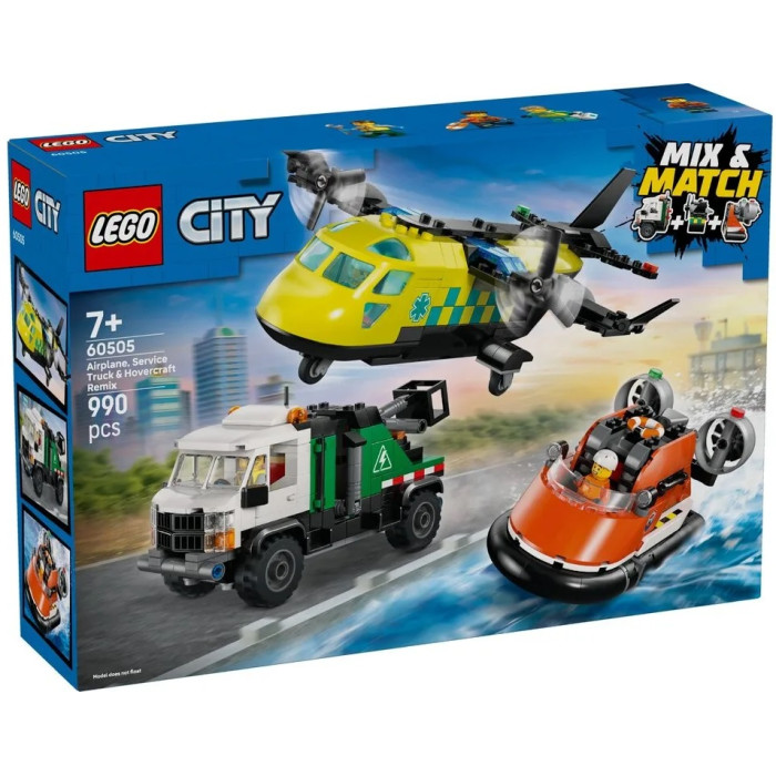 Конструктор LEGO City Ремікс літака, вантажівки та судна на повітряній подушці, 60505- | KIOSK для МАМ