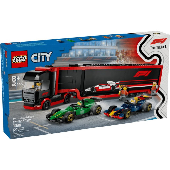 Конструктор LEGO City Вантажівка F1 з автомобілями RB20 та AMR24 | KIOSK для МАМ