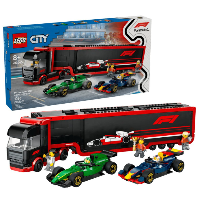 Конструктор LEGO City Вантажівка F1 з автомобілями RB20 та AMR24