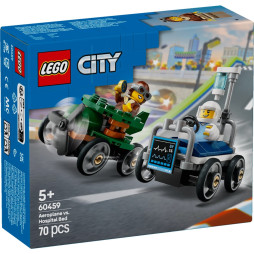 Конструктор LEGO City «Літак проти лікарняного ліжка» Набір для перегонів, 60459