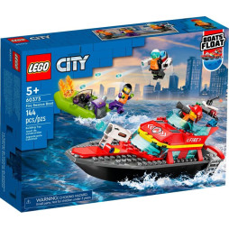 Конструктор LEGO City Човен пожежної бригади, 144 деталей (60373)