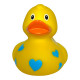 Іграшка для ванної Жовта в блакитні сердечка (0905) FunnyDucks | Подарунки для немовлят
