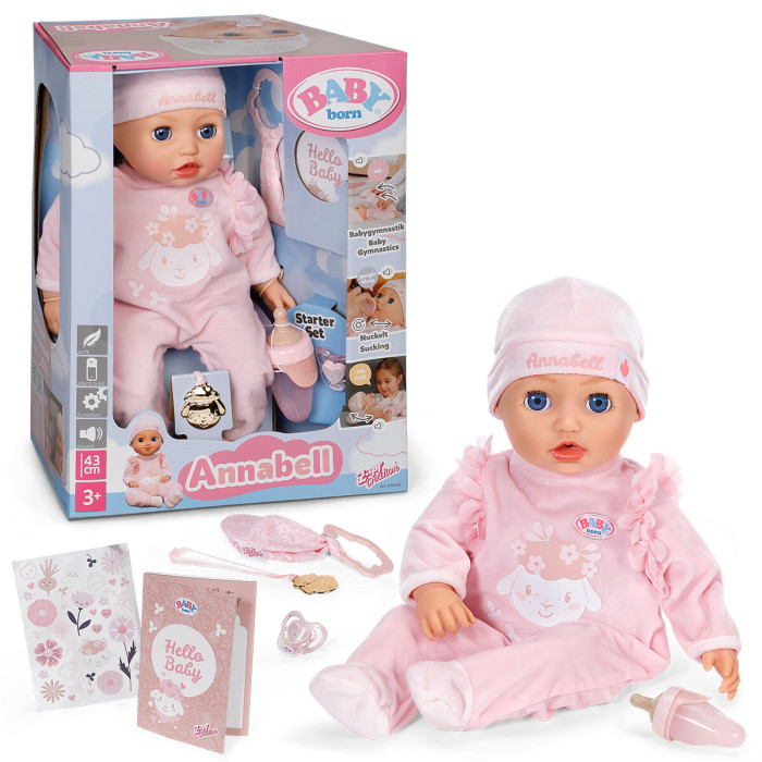 Інтерактивна лялька BABY BORN – АННАБЕЛЬ (43 см, з аксес.), 838396