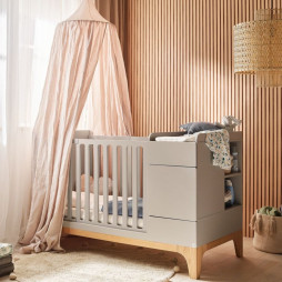 Детская кроватка трансформер Bellamy UP! Grey + комод и матрас — 3 в 1, (0-7 лет)