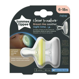 Пустышка Tommee Tippee Breast-like Night time 6-18 мес 2 шт (TT0326)
