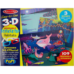 Багаторазові 3-D наліпки з окулярами "Місця існування тварин" Melissa&Doug (MD9376)