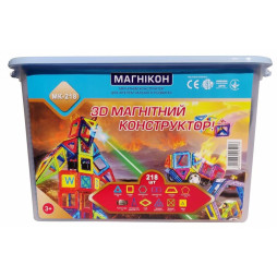 Магнітний конструктор МАГНІКОН, 218 деталей Plastic box (MK-218)