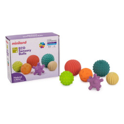 Набір сенсорних м'ячиків із натурального каучуку Miniland Sensory Balls, 6 штук, арт. 97314