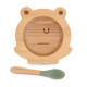Бамбукова тарілка на присосці з ложкою Miniland Wooden Bowl Frog, арт. 89470 | KIOSK для МАМ