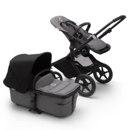 Коляска Bugaboo 2 в 1 FOX3, BLACK/GREY MELANGE, черное шасси/серый текстиль, (2306010002)