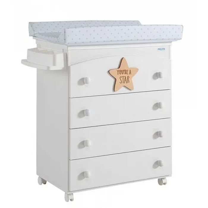 Пеленальний комод з ванною Micuna Valeria Baby Star, білий (B-970 BABY STAR WHITE) | KIOSK для МАМ