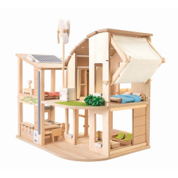 дерев'яна іграшка Зелений ляльковий будиночок з меблями PlanToys, арт. kds-7156