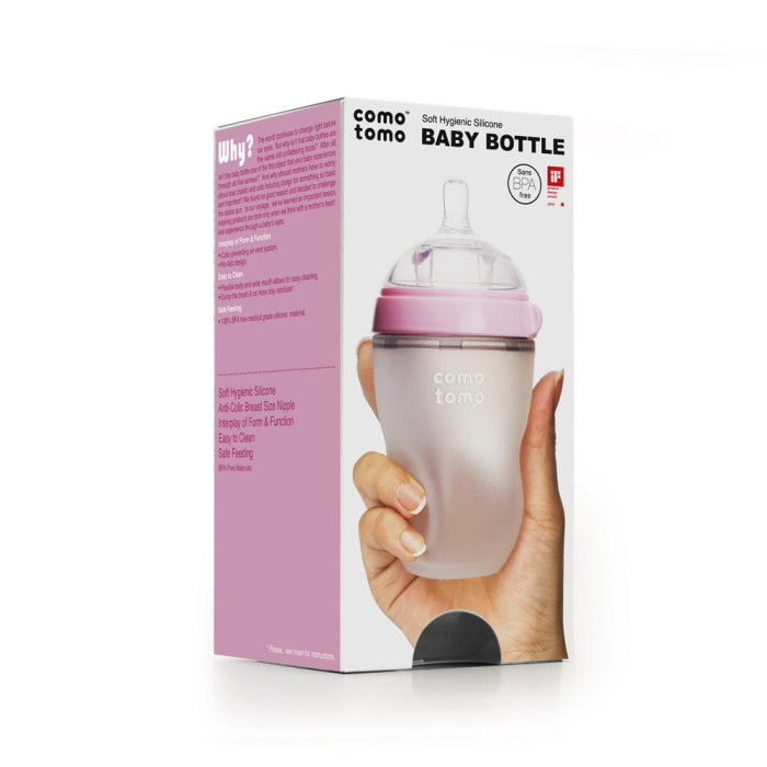 Антиколиковая бутылочка COMOTOMO 250 МЛ (PINK / РОЗОВЫЙ), арт. 250P-EN, купить в KIOSK для МАМ, Киев