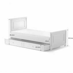 Плдростковая кровать Bellamy Ines White 200x90 см с бельевым ящиком