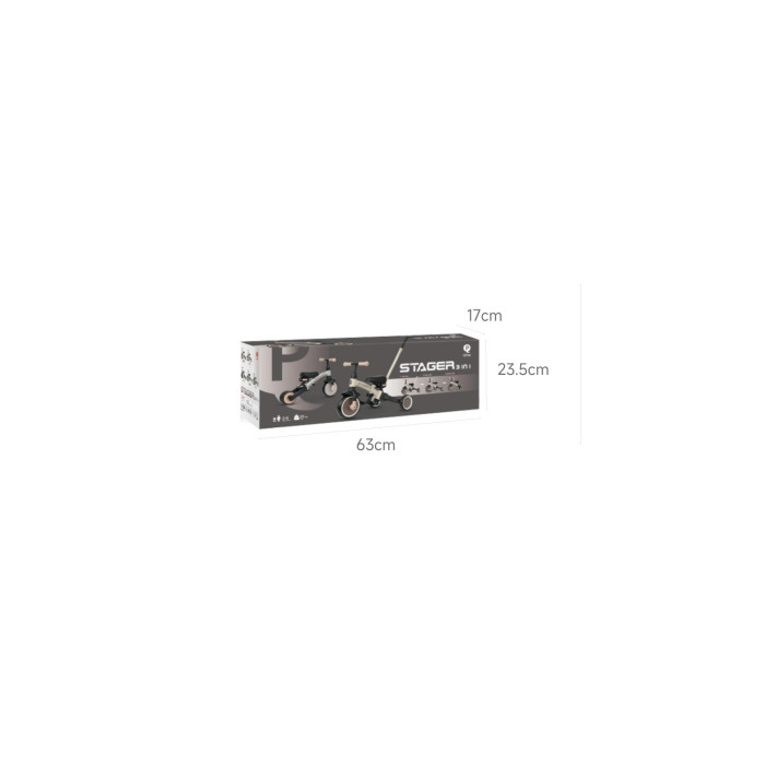 Велосипед з ручкою - біговел Stager 3 в1 Silver, Qplay, T80STAGERSilver